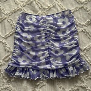 Dolls Kill Purple Flower Bodycon Skirt